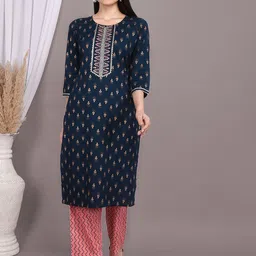 Indiwest Women Ethnic Motifs Printed Kurta with Trousers-image-9