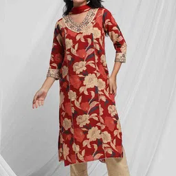 Anouk Women Floral Embroidered Regular Thread Work Pure Cotton Kurta with Trousers & With Dupatta-image-80