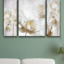 SAF White & Pink 3 Pieces Flowers Wood Wall Art-image-37