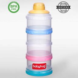 Babyhug Milk Powder Container 4 Racks 75 ml each - Blue Pink Yellow-22