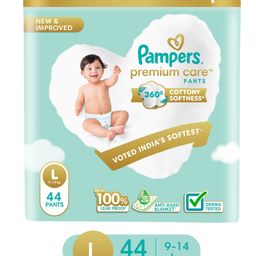 Pampers Premium Care Pants, Large size baby diapers (L), 44 Count, Softest ever Pampers pants-28