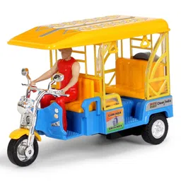 Centy Pull Back E- Rickshaw Model - Yellow & Blue-picture-26
