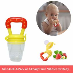 Safe-O-Kid Medium Size Silicone Fruit and Food Nibbler Pack of 2 - Yellow-8