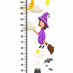 WENS Removable Height Measurement Wall Sticker Flying Witch Print - Purple-image-85
