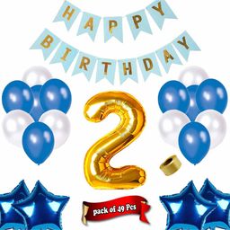 Shopperskart 2nd Birthday Party Decor Kit Blue - Pack of 49-image-76