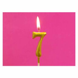 Funcart Cake Topper Candle Number 7 - Golden-16