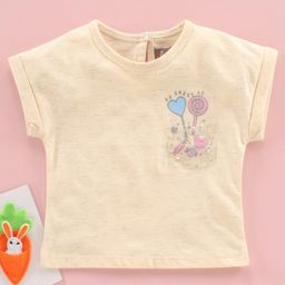 Little Kangaroos Magyar Sleeves Top Placement Print - Yellow-image-2