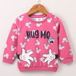 Babyhug Full Sleeves Sweatshirt Minnie Mouse Print - Pink-image-75