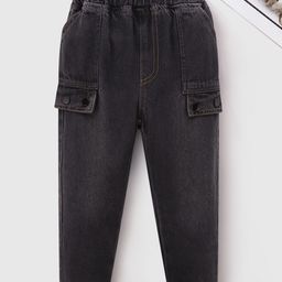 Kookie Kids Full Length Solid Jeans - Black-image-57