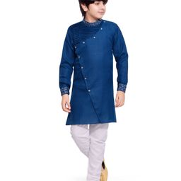 Jeet Ethnics Full Sleeves Floral Print Kurta With Pajama - Navy Blue-image-17