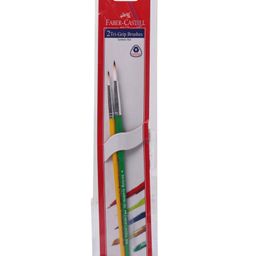 Faber Castell Tri Grip Synthtic Hair Round Paint Brush (No. 2 & 6) Pack of 2 - Yellow Green-15