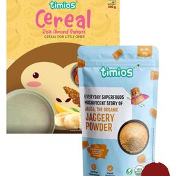 timios Instant & Healthy 100% Natural Ragi Almond & Banana Cereal With Milk Benefits - 300 g & timios 100% Organic Immunity Booster Jaggery Powder Pack of 2 - 100 g Each-8