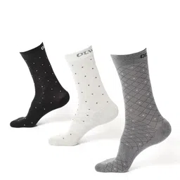 OLWEN Men Pack Of 3 Patterned Cotton Calf Length Socks-36