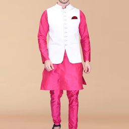 PRINTINDIA Men Regular Pure Silk Kurta with Trousers-image-34