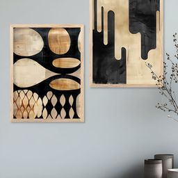 Kotart Brown & Black 2 Pieces Abstract Wooden Wall Arts-picture-32