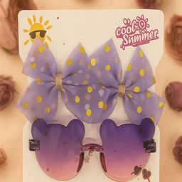 ANNA CREATIONS Girls Set of 3 Bow Hair Clip with Sun Goggles-image-72