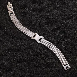 French Accent Men Silver-Plated Link Bracelet-image-55