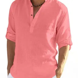 Edin Men Pink Straight Blended Kurtas-picture-13
