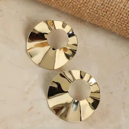 DressBerry Gold-Plated Swirl Circular Minimal Drop Earrings-image-45