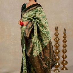 Subham Woven Design Zari Silk Blend Kanjeevaram Saree-image-3