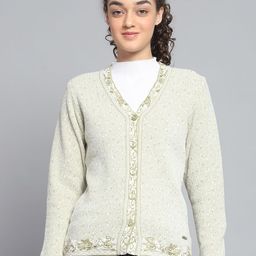 Monte Carlo Women Embroidered Woollen Cardigan with Embellished Detail-33
