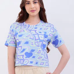 SPYKAR Women Blue Pure Cotton Tshirts-picture-16
