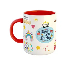 ARTBUG Red & White Printed Ceramic Glossy Mug - 330 ml-17