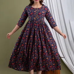 Aaysa Kurti Women Floral Printed Round Neck Maternity Cotton Ethnic Dresses-picture-10