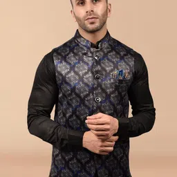 PRINTINDIA Men Sleeveless Woven Nehru Jacket-picture-3