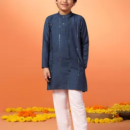 Sangria Boys Embroidered Kurta & Pyjamas-17