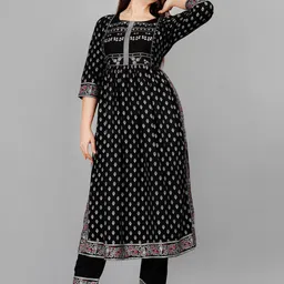 SIPET Floral Printed A-Line Kurta With Trousers-image-0
