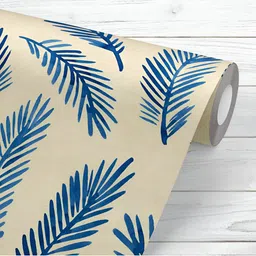 ArtzFolio Cream Colored & Blue Printed UV Resistant Wallpaper-15