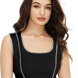Fashion Care Round Neck Fitted Crop Top-image-99