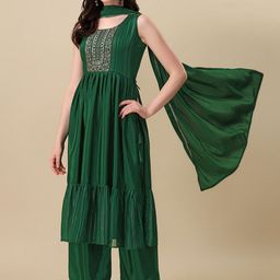Sashay Boutique Women Embroidered Regular Kurta with Palazzos & With Dupatta-image-18