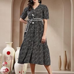 Stylum Print Fit & Flare Midi Dress-image-25