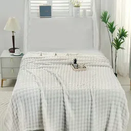 JC HOME White AC Room 300 GSM Single Bed Blanket-15