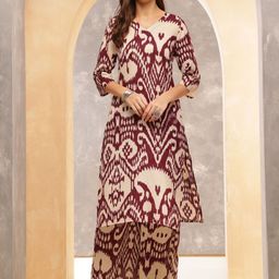 PHYSIL Women Printed Regular Calf Length Pure Cotton Straight Kurta with Trousers-11