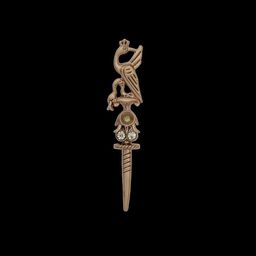 Curren Gold Plated Zircon Studded Sword Key Brooch-image-46