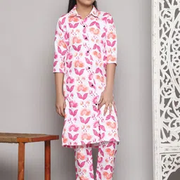 A TO Z CART Girls Floral Printed Pathani Kurta with Trousers-image-32