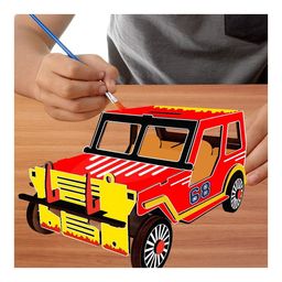 Webby DIY Build & Paint Wooden Movable Car Model Toy - Multicolour image 2