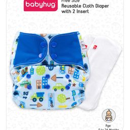 Babyhug Reusable Cloth Diaper With SmartDry Inserts - Blue image 2