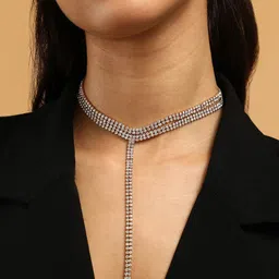 SOHI Gold-Plated The Bijou Multi-Layer Lariat Stone Studded Minimal Necklace image 4