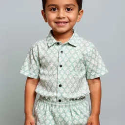 YK Boys Printed Short Sleeves Pure Cotton Shirt With Shorts-picture-47