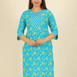 Aramya Women Floral Printed Daily Cotton Straight Kurta-image-11
