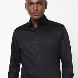 The Collection Spread Collar Classic Slim Fit Satin Shirt-image-16