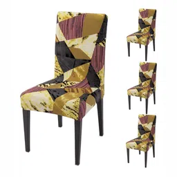 HOKIPO Set Of 4 Burgundy Printed Chair Cover-8
