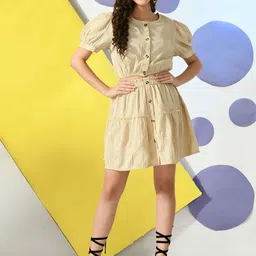 PRETTY LOVING THING Round Neck Puff Sleeves Crop Top With Skirt-picture-26