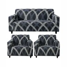 HOKIPO Grey & White Printed Polyester 1 Piece Sofa Cover-image-28