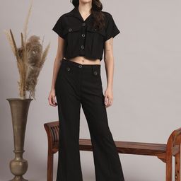 WoowZerZ Short Sleeves Crop Shirt With Trouser-image-73