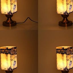 SOMIL Blue & Gold Toned 4 Pieces Printed Glass Cylindrical Shaped Table Lamps-image-55